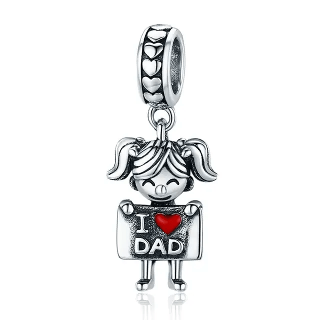 👧💙 Dije Colgante Niña “I Love Dad” Plateado - nenagosling