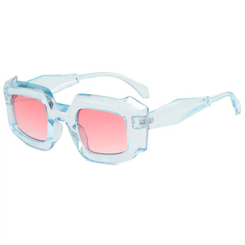 Gafas de Sol Rectangulares Azul Translúcido – Lentes Rosados Degradados - nenagosling