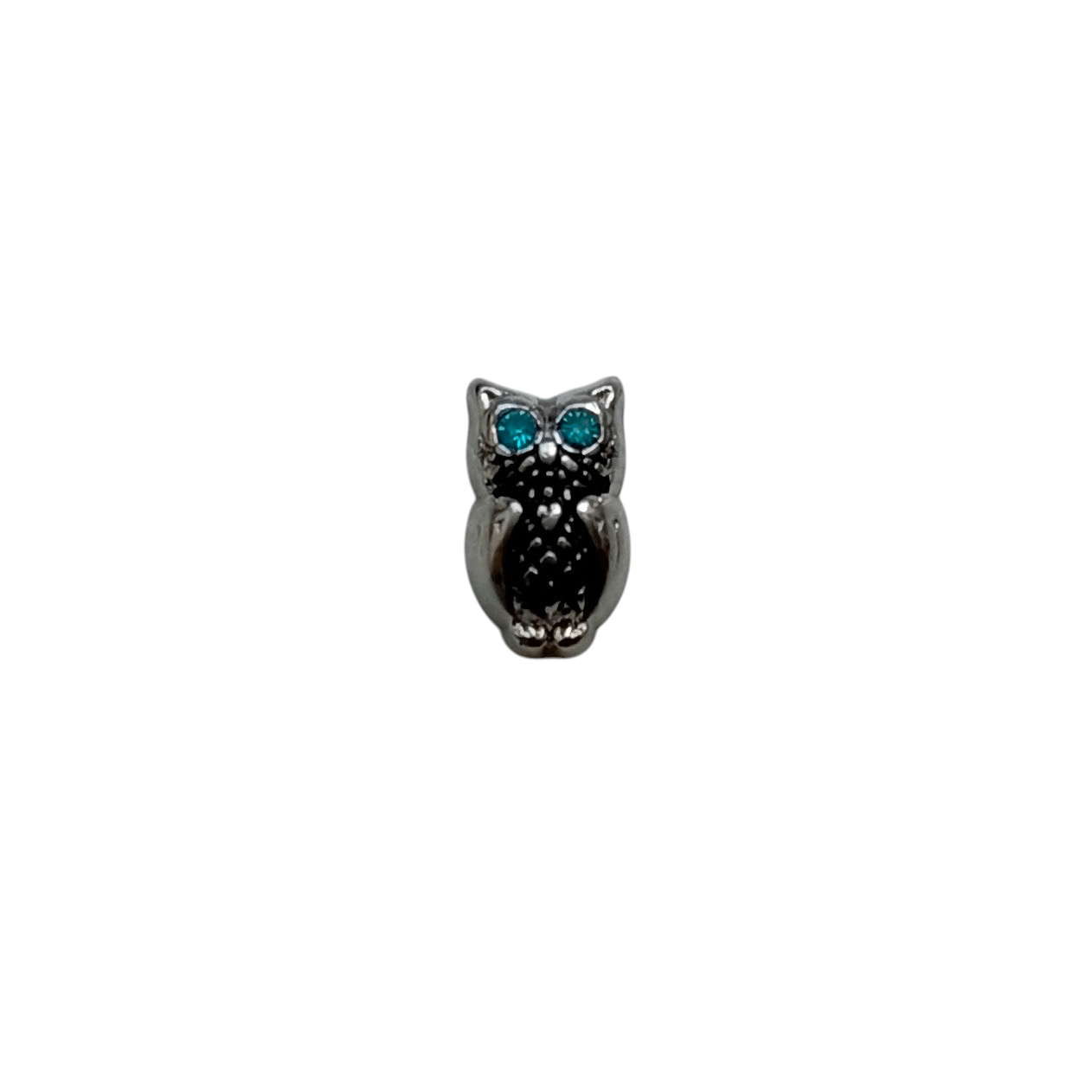Mini Dije Búho Plateado con Ojos Azul Celeste - nenagosling