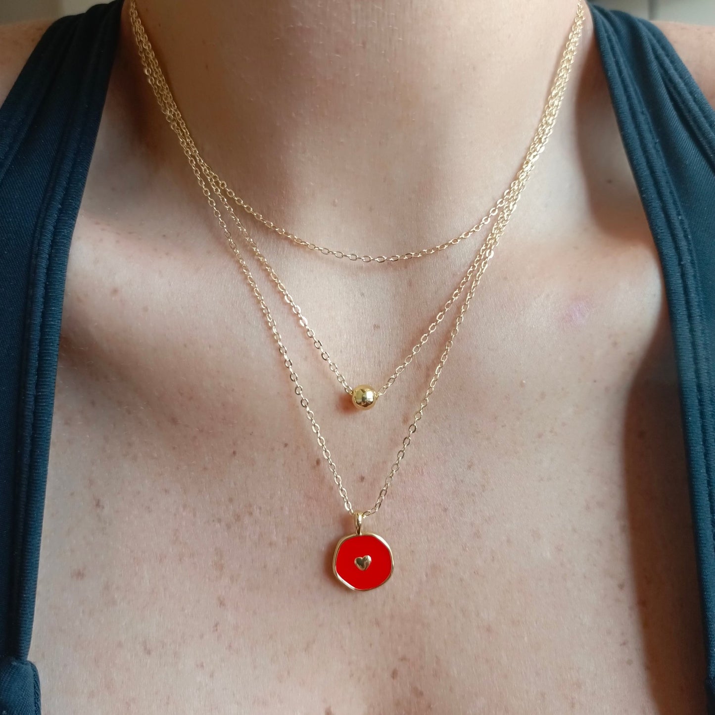 Set Collar Rojo + Aretes Gold - nenagosling