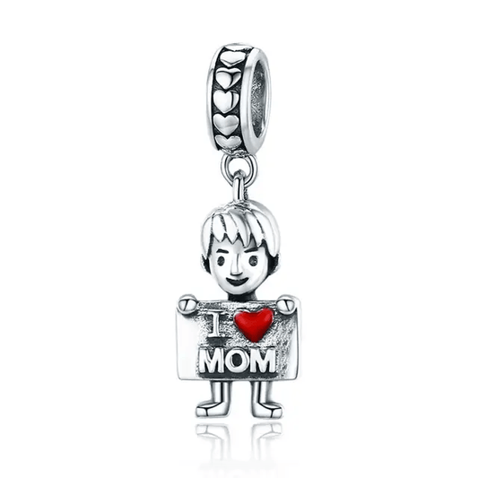 👦✨ Colgante Niño Plateado “I Love Mom” - nenagosling