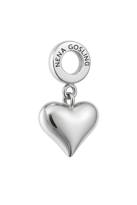 Dije Colgante Corazón Plateado Mediano - nenagosling