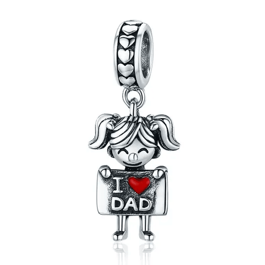 👧💙 Dije Colgante Niña “I Love Dad” Plateado - nenagosling