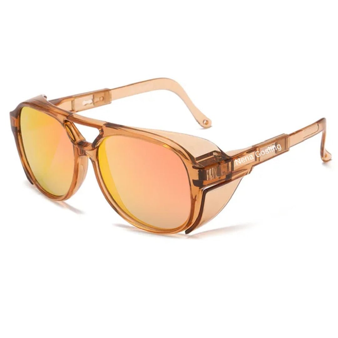 Gafas de Sol Aviador Retro – Ámbar Transparente con Lentes Espejados Naranja - nenagosling