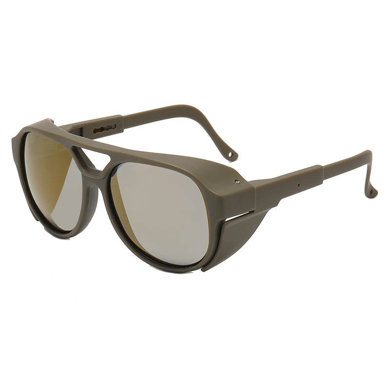 Gafas de Sol Estilo Aviador Militar – Verde Oliva con Lentes Espejados - nenagosling