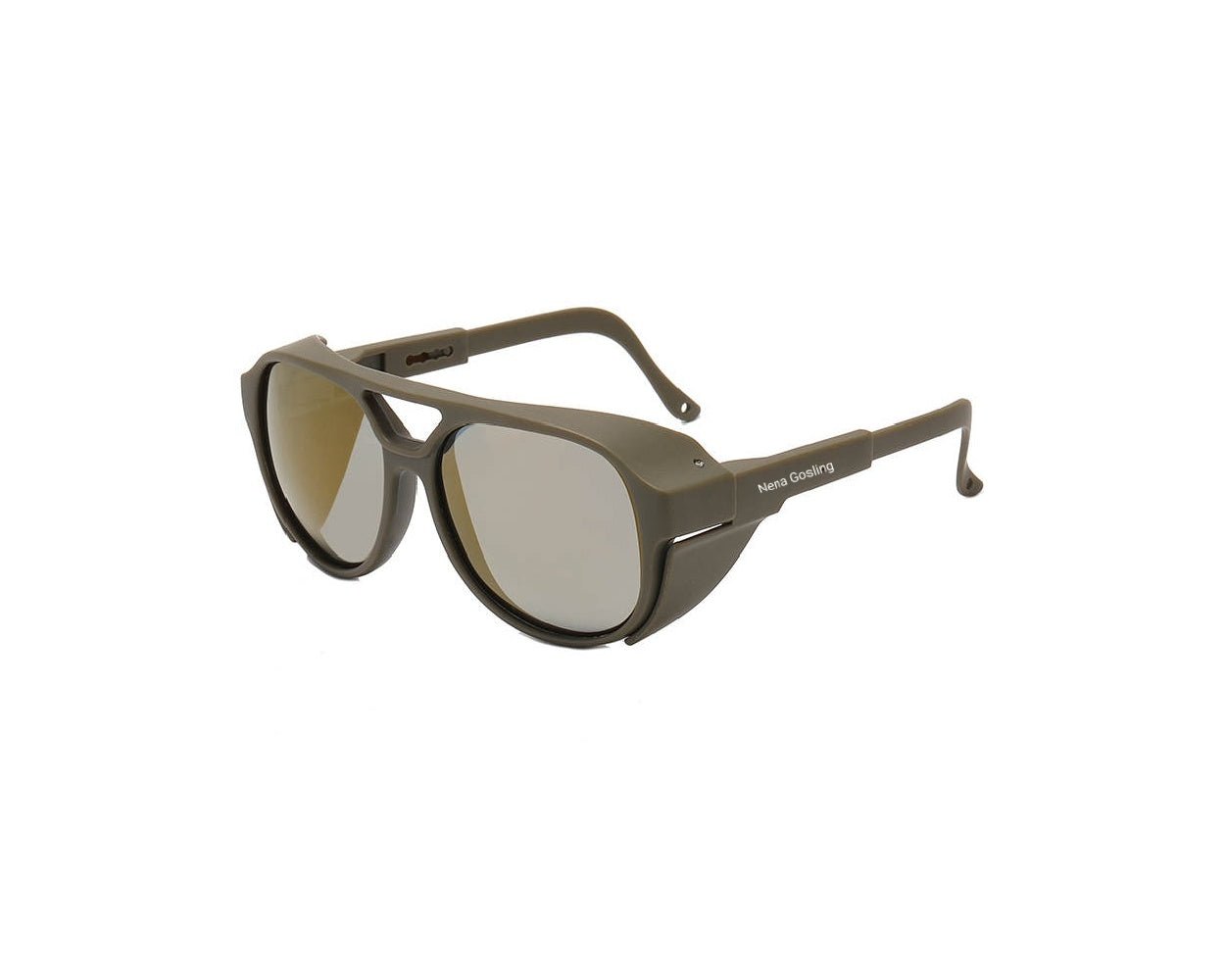 Gafas de Sol Estilo Aviador Militar – Verde Oliva con Lentes Espejados - nenagosling