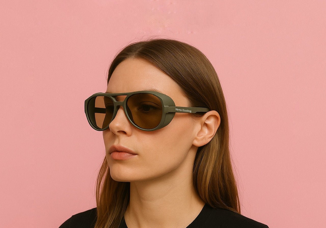 Gafas de Sol Estilo Aviador Militar – Verde Oliva con Lentes Espejados - nenagosling