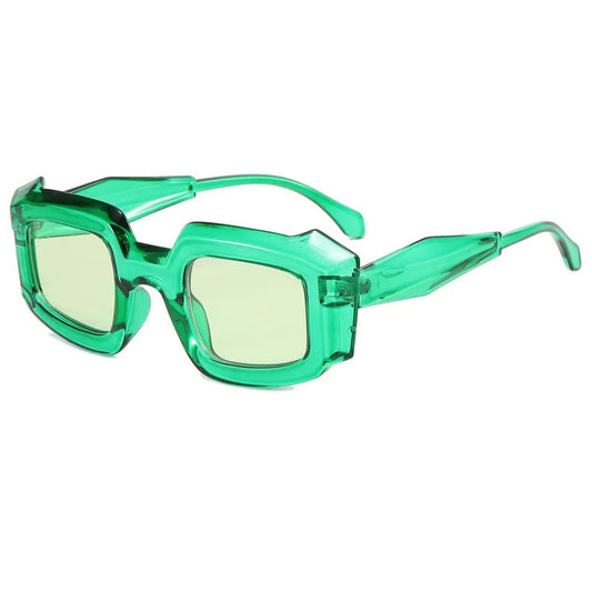 Gafas de Sol Rectangulares Verde Translúcido – Estilo Retro Futurista - nenagosling