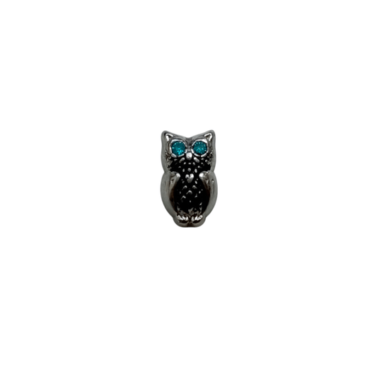 Mini Dije Búho Plateado con Ojos Azul Celeste - nenagosling