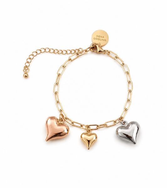 Pulsera Corazones Tricolor + Aretes Topitos sorpresa - nenagosling