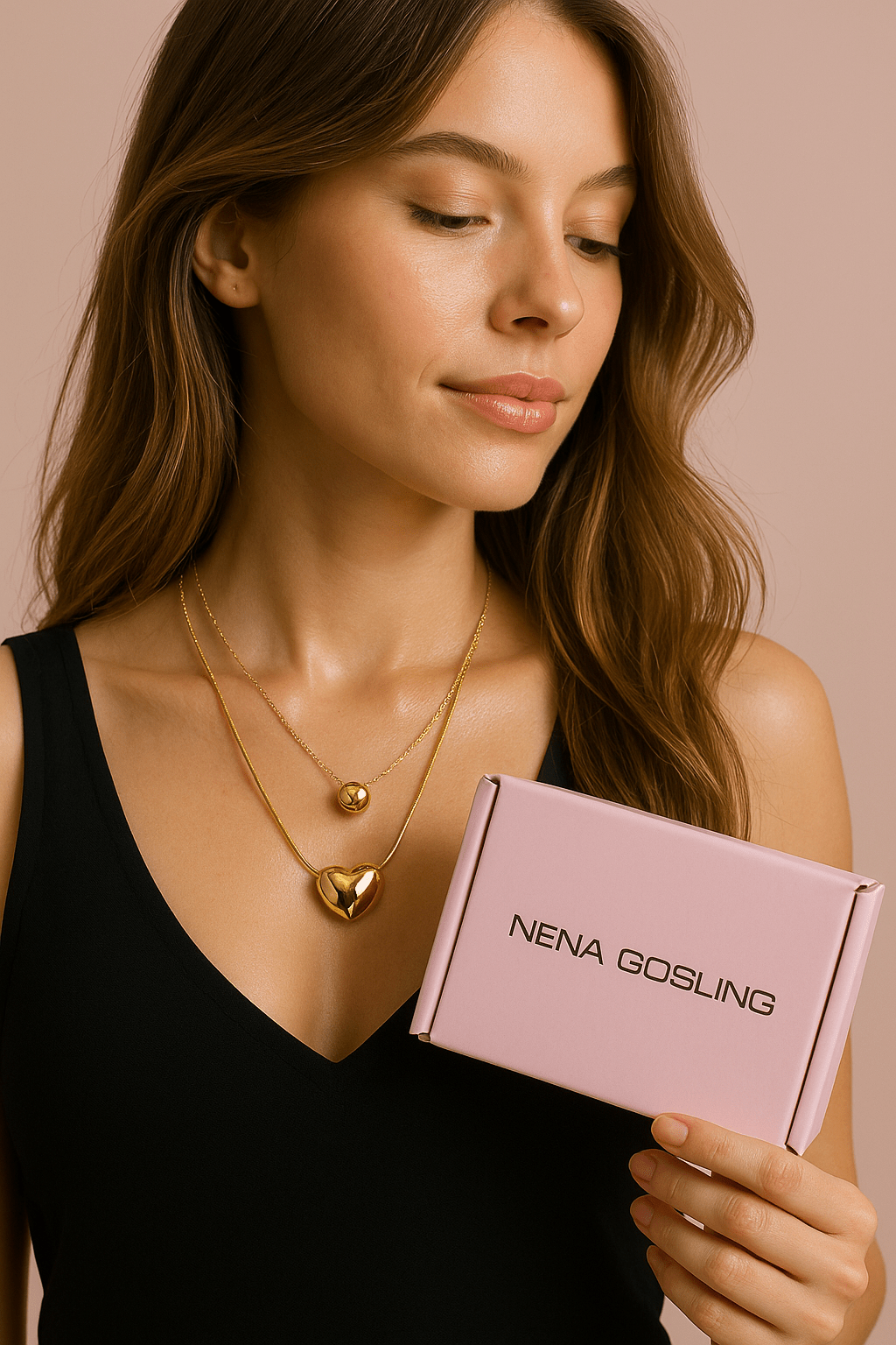 Set Collar Corazón + Aretes Gold - nenagosling