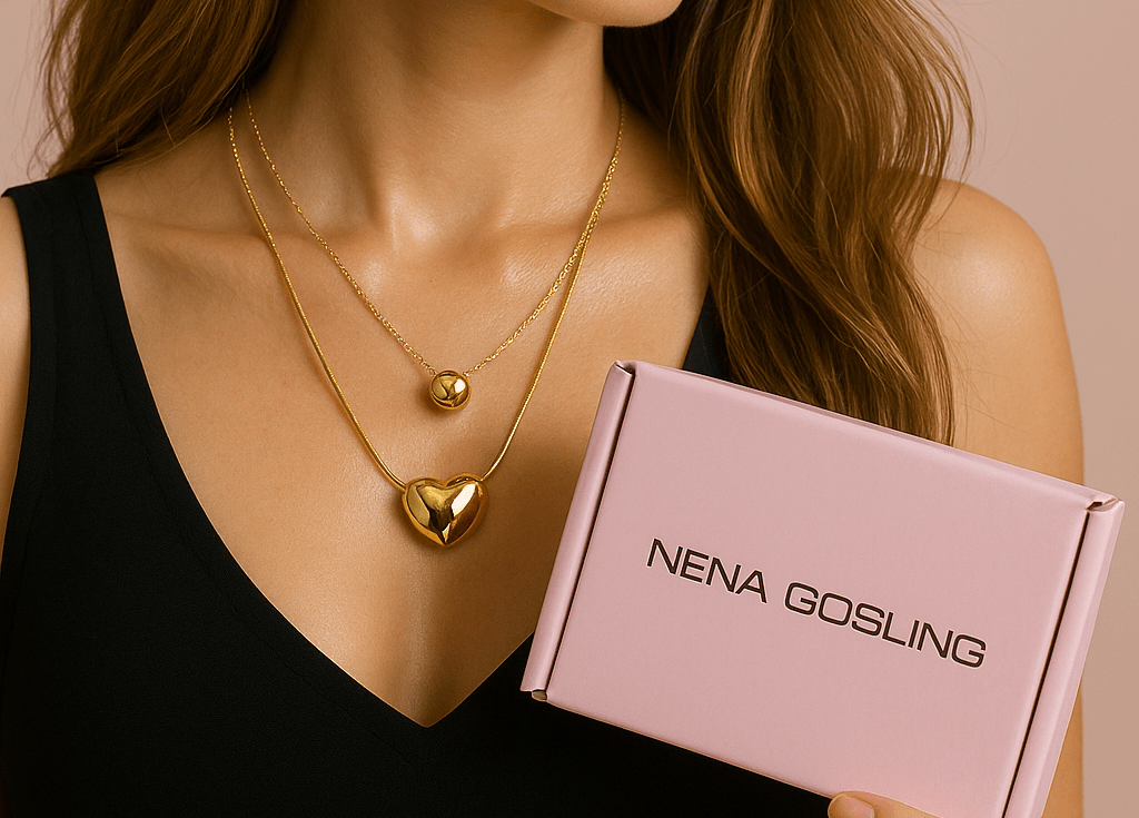 Set Collar Corazón + Aretes Gold - nenagosling