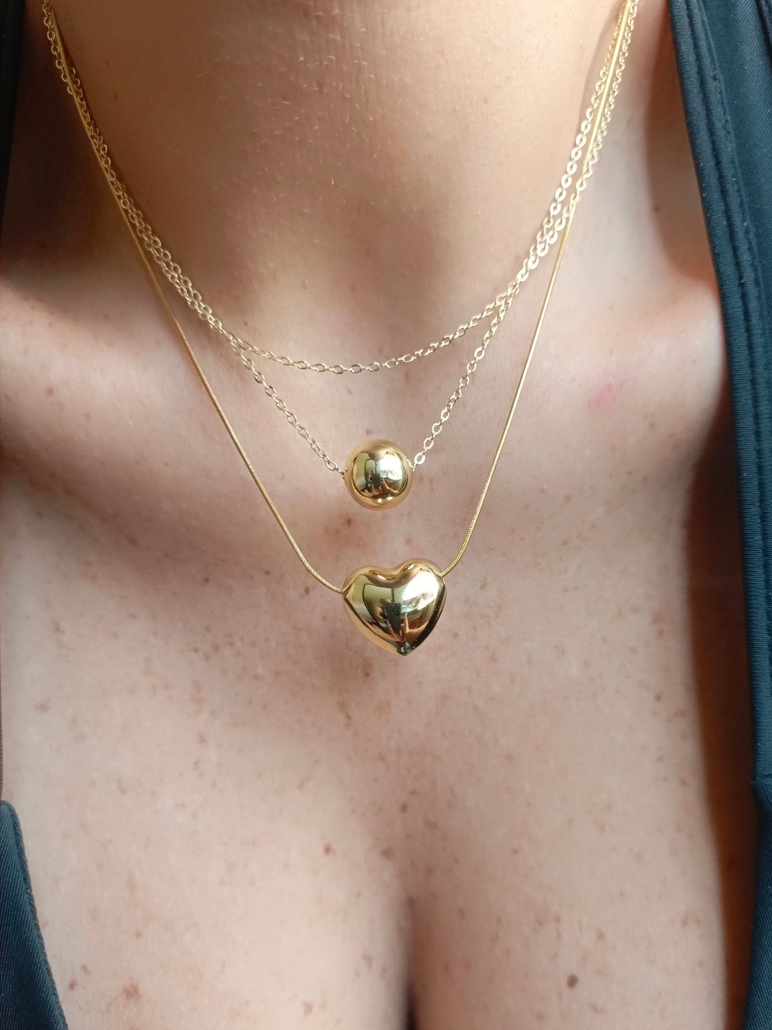 Set Collar Corazón + Aretes Gold - nenagosling