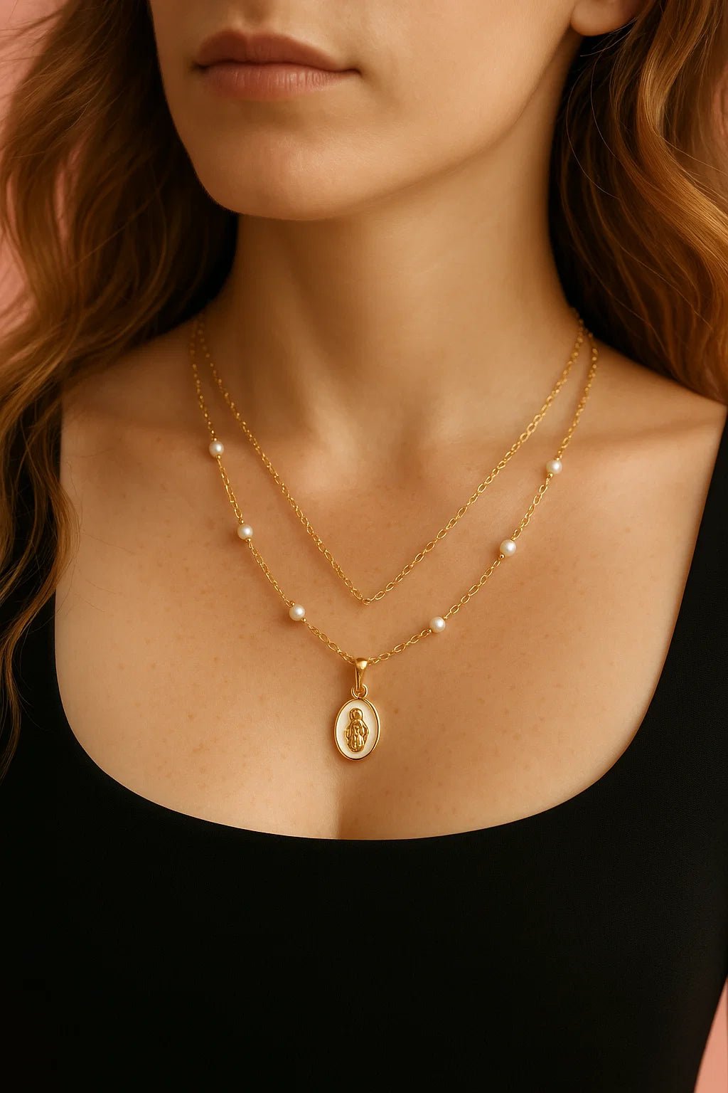 Set Collar Virgen + Aretes Gold - nenagosling