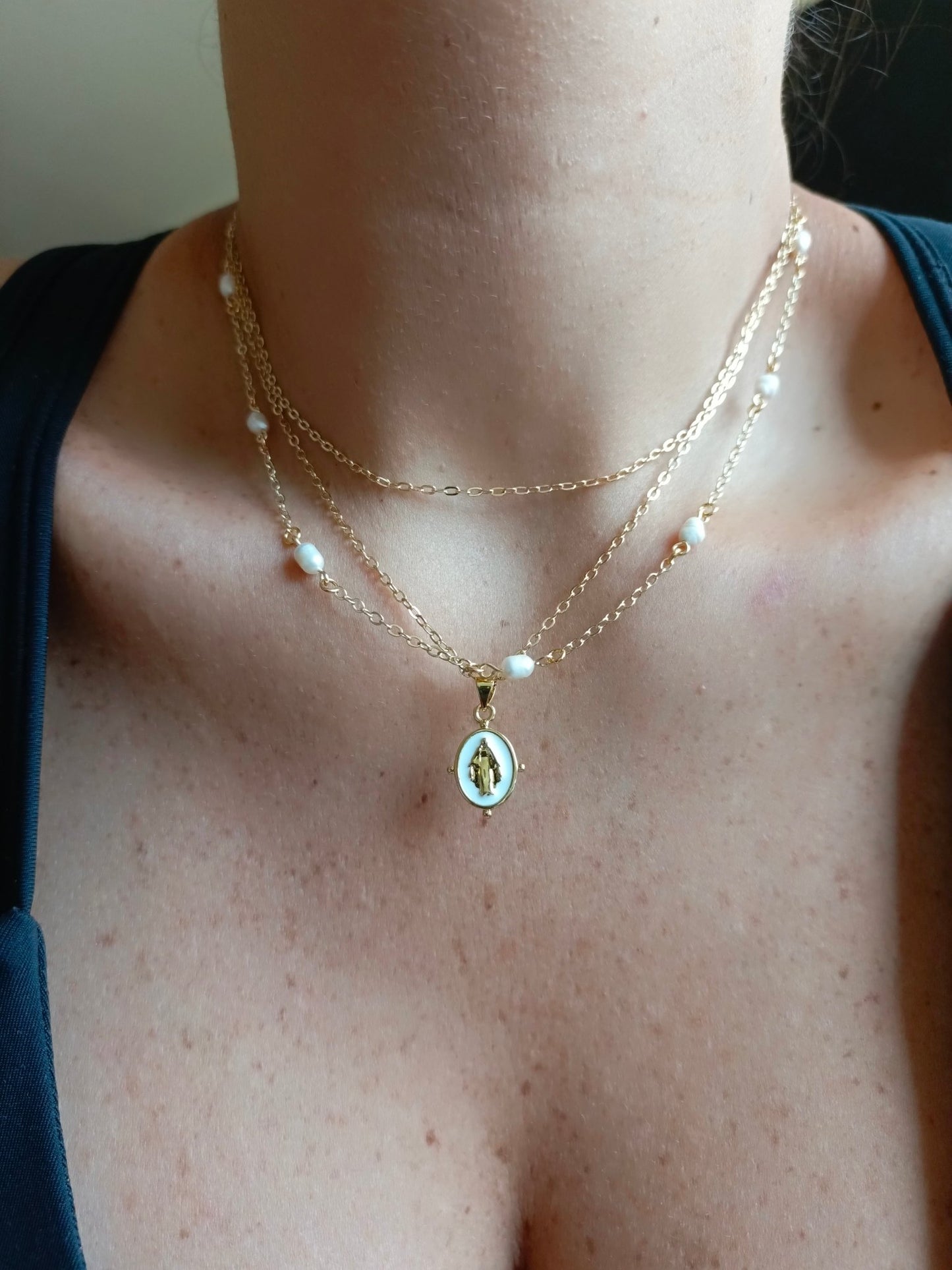 Set Collar Virgen + Aretes Gold - nenagosling