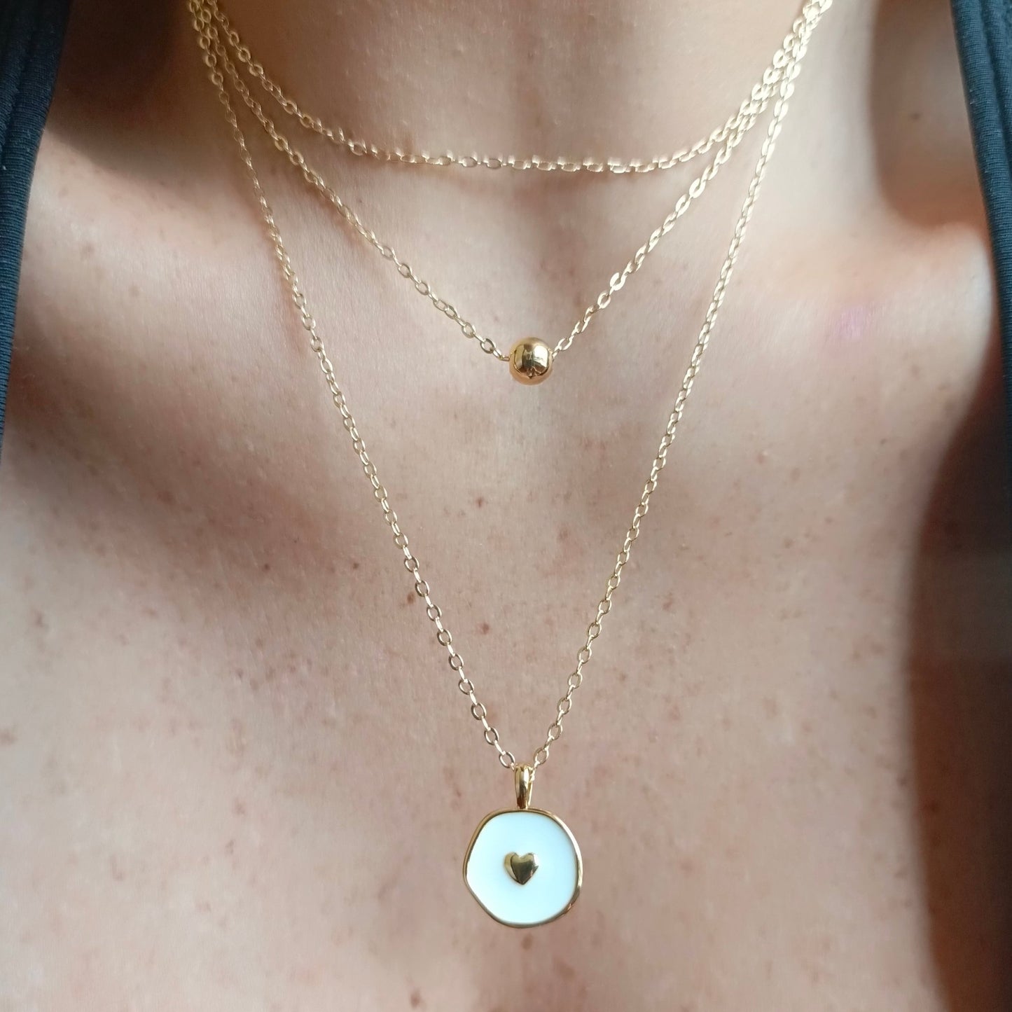 Set Collar White + Aretes Gold - nenagosling