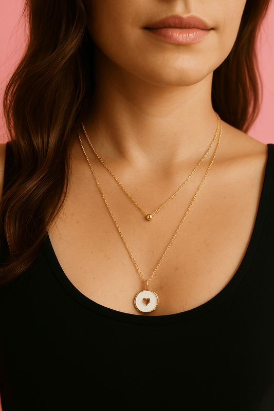 Set Collar White + Aretes Gold - nenagosling